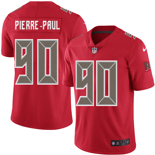 Nike Buccaneers #90 Jason Pierre-Paul Red Men's Stitched NFL Limited Rush Jersey - Click Image to Close
